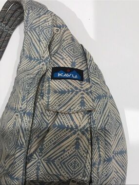 Kavu Beige and Dusty Blue Patterned Sling Pack